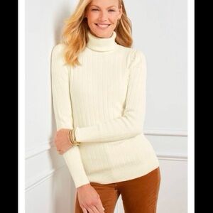 Talbots Turtleneck Sweater Off White SP Small Petite PS